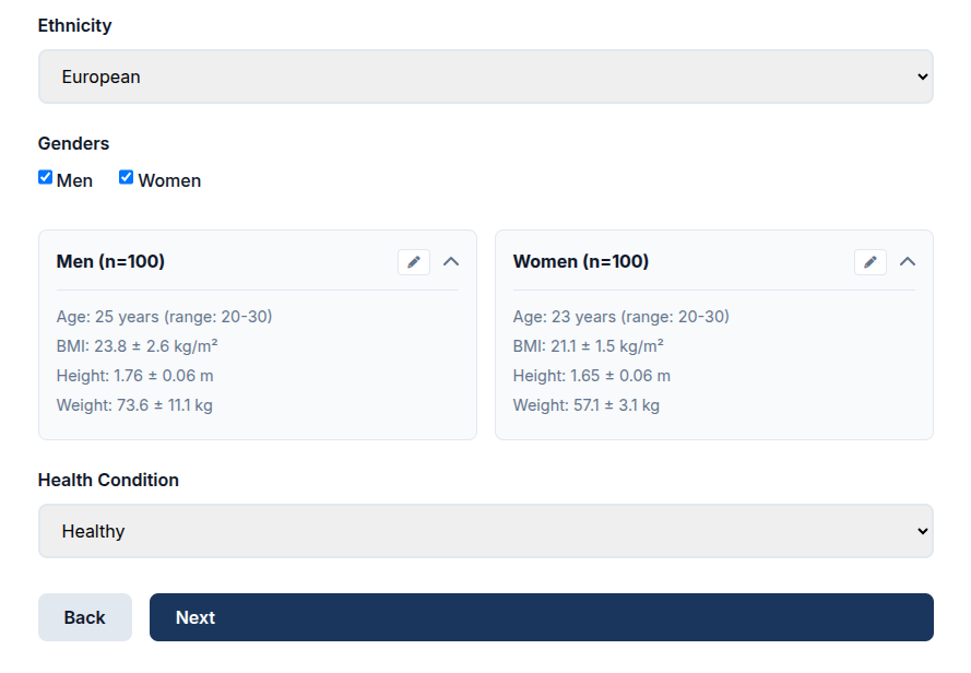 Virtual Patient Population Screenshot
